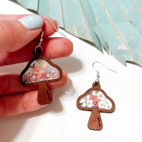 mushroom dangle earrings S165 - Picture 2 of 2